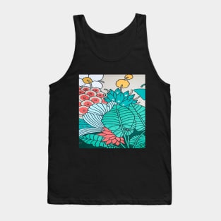 Red, Green and Yellow Floral Textile Tank Top